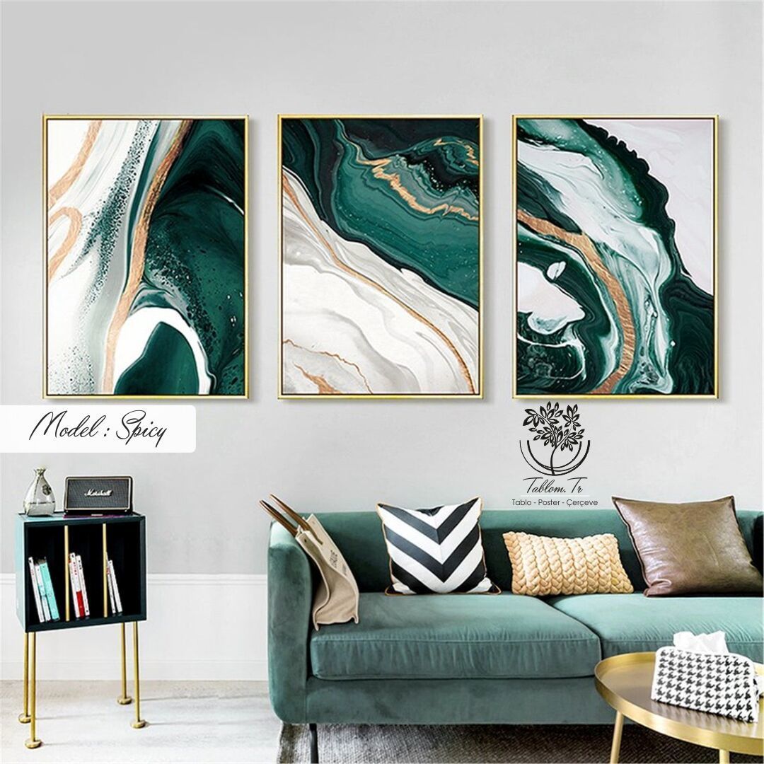 SpicyRice Üçlü Tablo Siyah - 70x100 CM