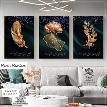 RaveQueen Üçlü Tablo Gold - 70x100 CM