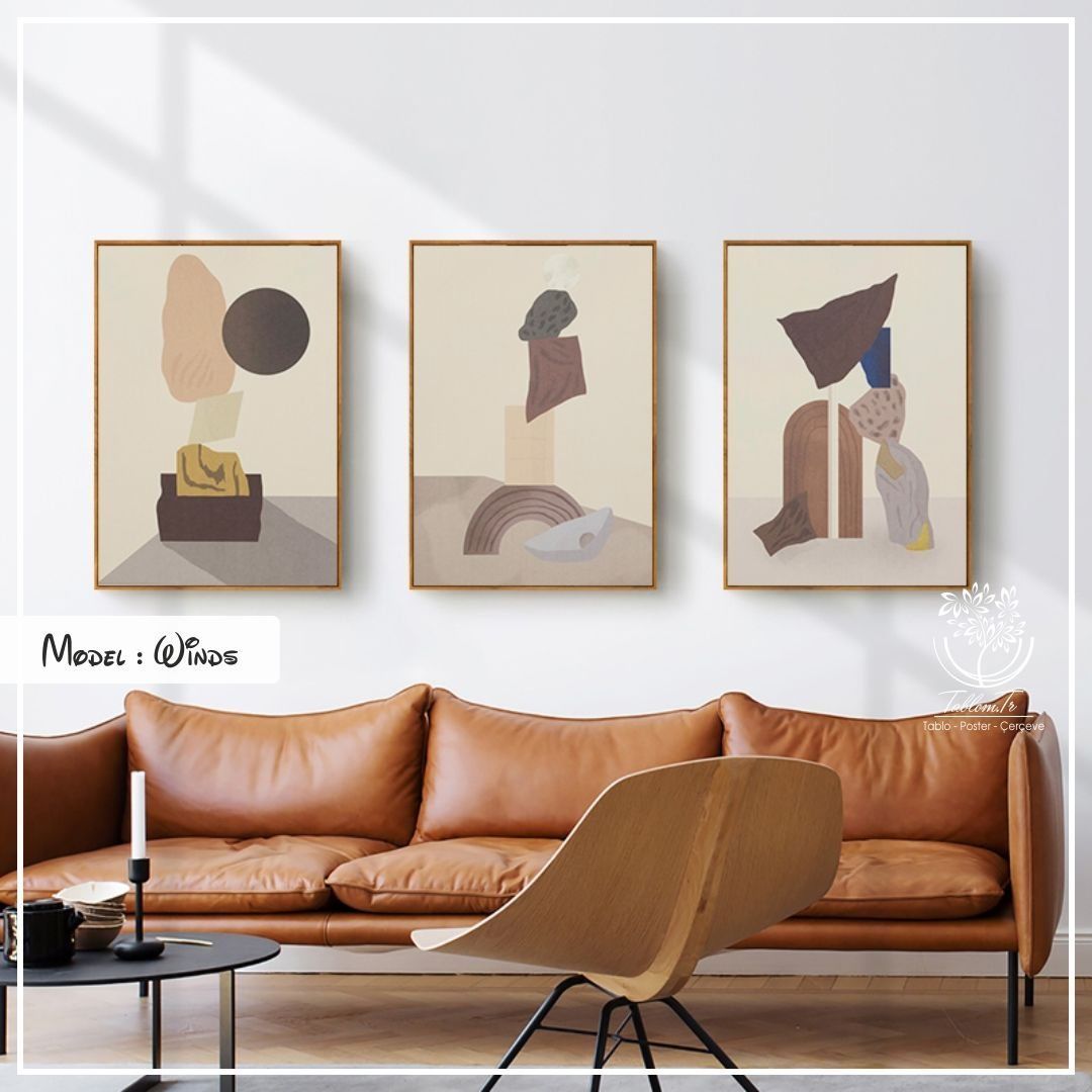 Winds Üçlü Tablo Beyaz - 50x70 CM