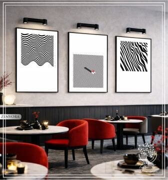 Dijital Baskılı Metal Çerçeveli Camlı Üçlü Dekoratif Tablo - Zenvora