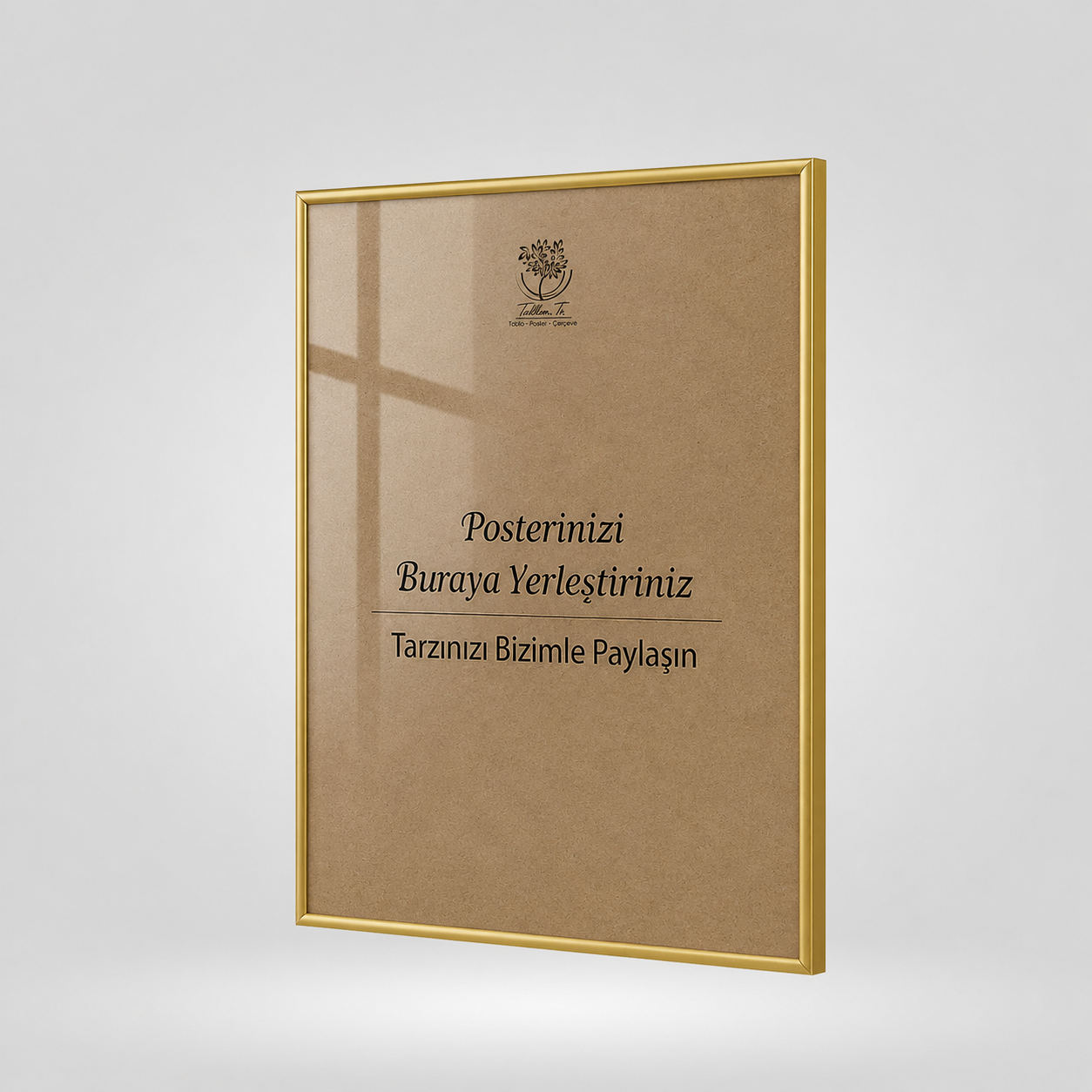 Gold Metal Çerçeveli Camlı Boş Çerçeve
