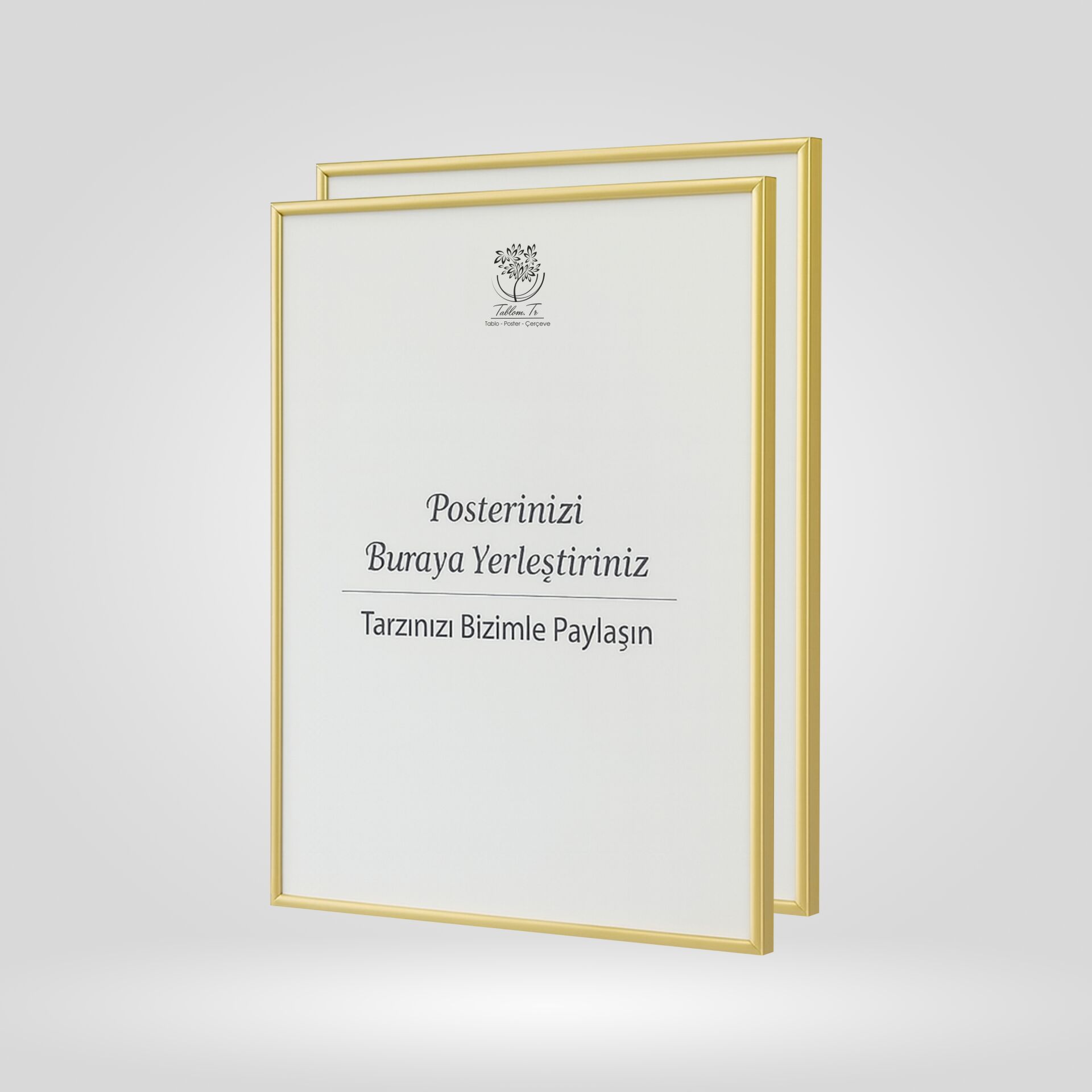 Gold Metal Çerçeveli Camlı Boş Çerçeve