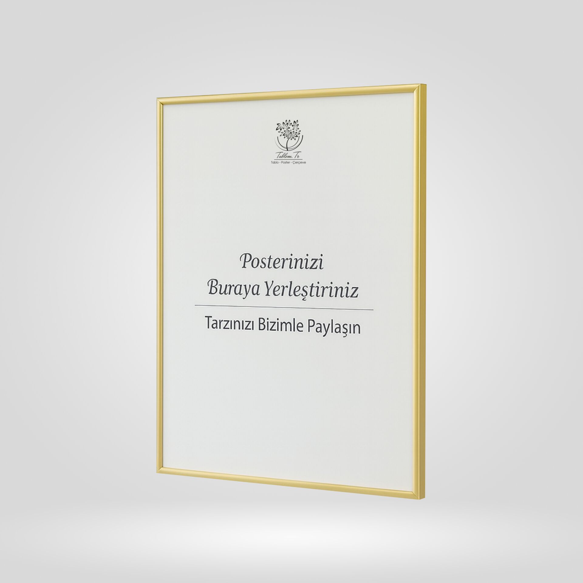 Gold Metal Çerçeveli Camlı Boş Çerçeve