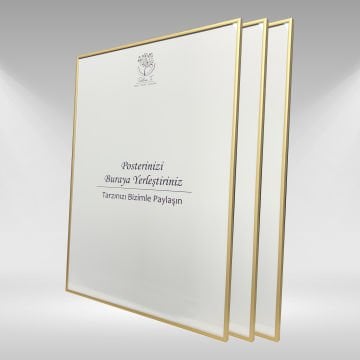 Gold Metal Çerçeveli Camlı Boş Çerçeve