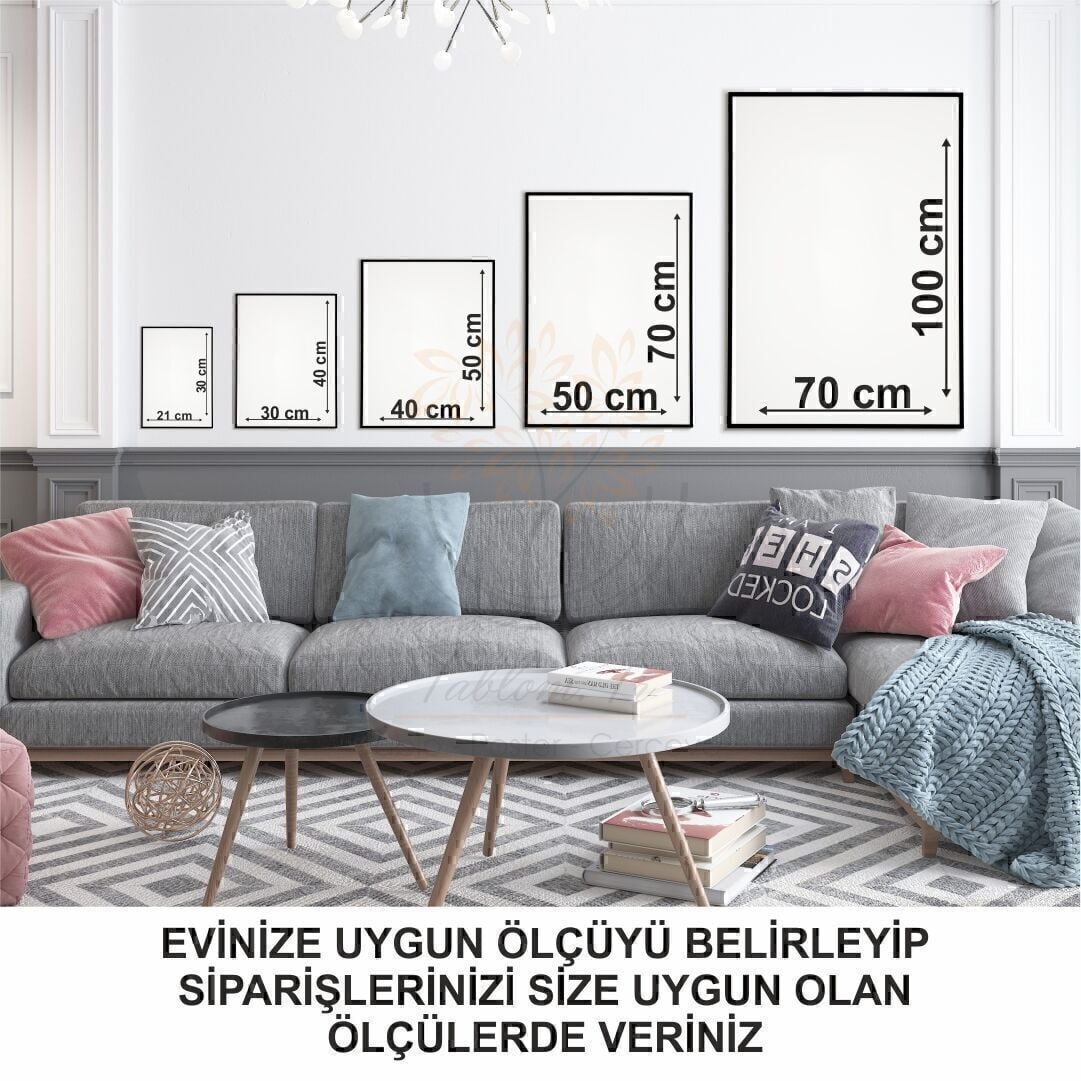 Dijital Baskılı Metal Çerçeveli Camlı İkili Dekoratif Tablo - Olivenz