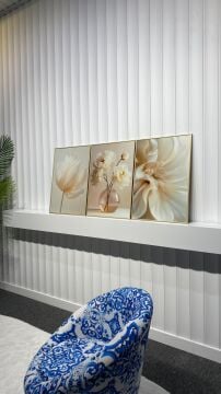 Dijital Baskılı Metal Çerçeveli Camlı Üçlü Dekoratif Tablo - Sonsuz Saflık