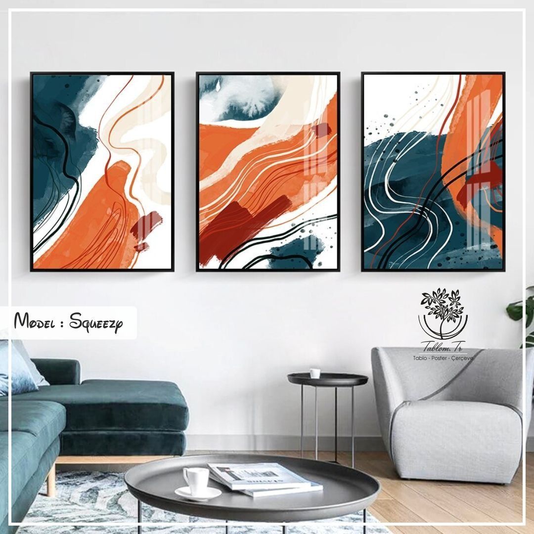 Squeezy Üçlü Tablo Siyah - 50x70 CM