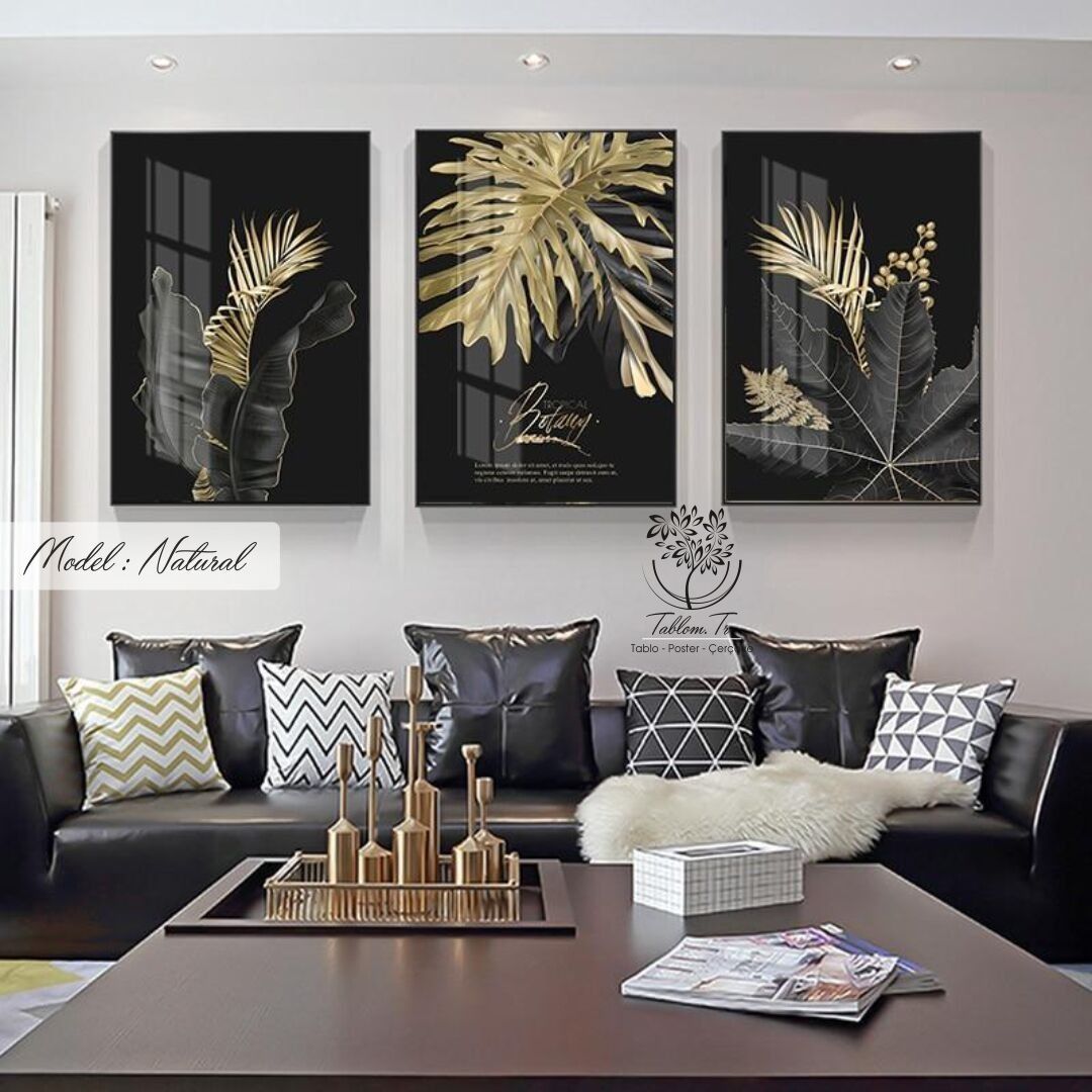 Natural Üçlü Tablo Siyah - 70x100 CM