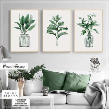 Gessele Üçlü Tablo Beyaz - 70x100 CM