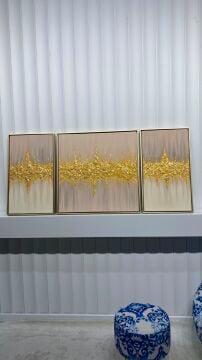 Altın Ritim | El İşçiliği Dokulu Tablo 40x70 / 70x70 / 40x70 Üçlü