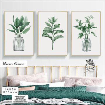 Gessele Üçlü Tablo Siyah - 70x100 CM