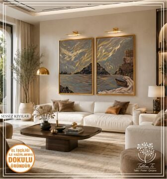 Sessiz Kıyılar | El İşçiliği Dokulu Tablo 70x100 İkili