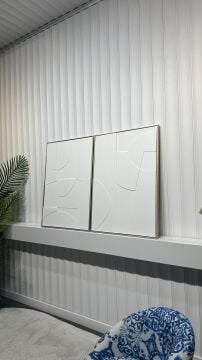 Metal Çerçeveli 3 Boyutlu Dokulu İkili Tablo - Geometri Sessizliği