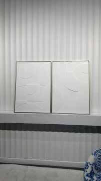 Metal Çerçeveli 3 Boyutlu Dokulu İkili Tablo - Geometri Sessizliği