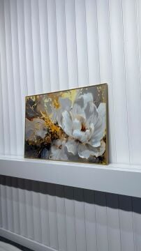 Dijital Baskılı Metal Çerçeveli Camlı Tekli Tablo - Royal Bloom