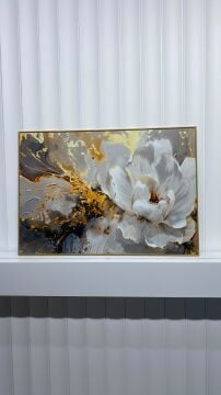 Dijital Baskılı Metal Çerçeveli Camlı Tekli Tablo - Royal Bloom