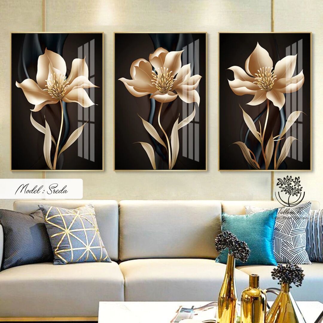 Sreda Üçlü Tablo Beyaz - 70x100 CM