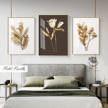 Recently Üçlü Tablo Gold - 70x100 CM