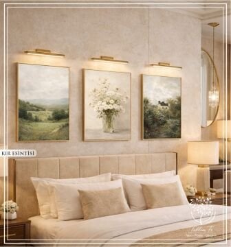 Dijital Baskılı Metal Çerçeveli Camlı Üçlü Dekoratif Tablo - Kır Esintisi