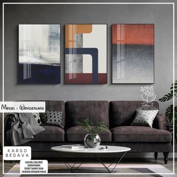 Wonderland Üçlü Tablo Gold - 70x100 CM