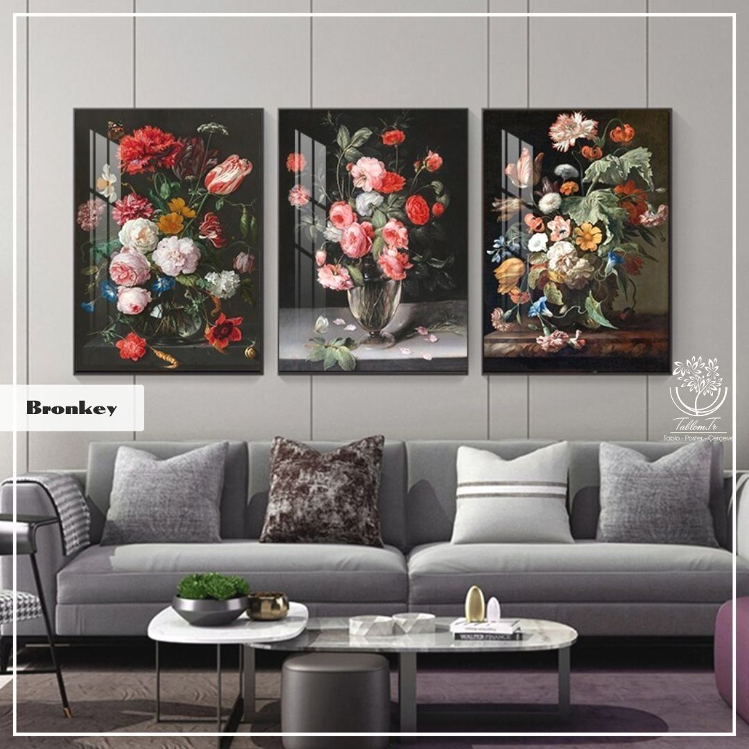 Bronkey Üçlü Set Tablo Beyaz - 40x50 CM