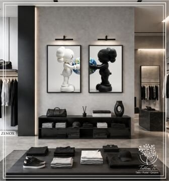 Dijital Baskılı Metal Çerçeveli Camlı İkili Dekoratif Tablo - Zenox