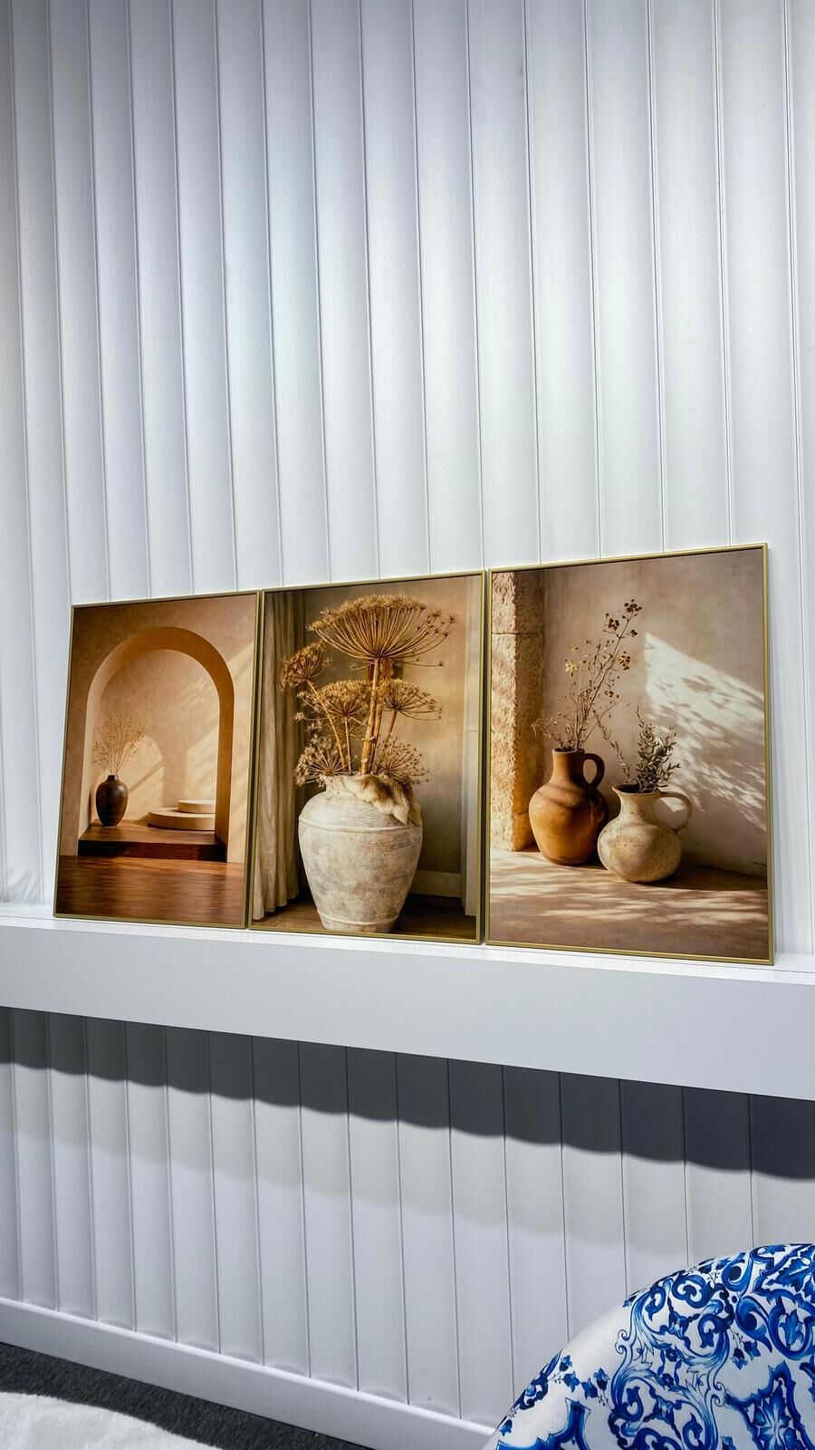 Dijital Baskılı Metal Çerçeveli Camlı Üçlü Dekoratif Tablo - Toprak Işığı