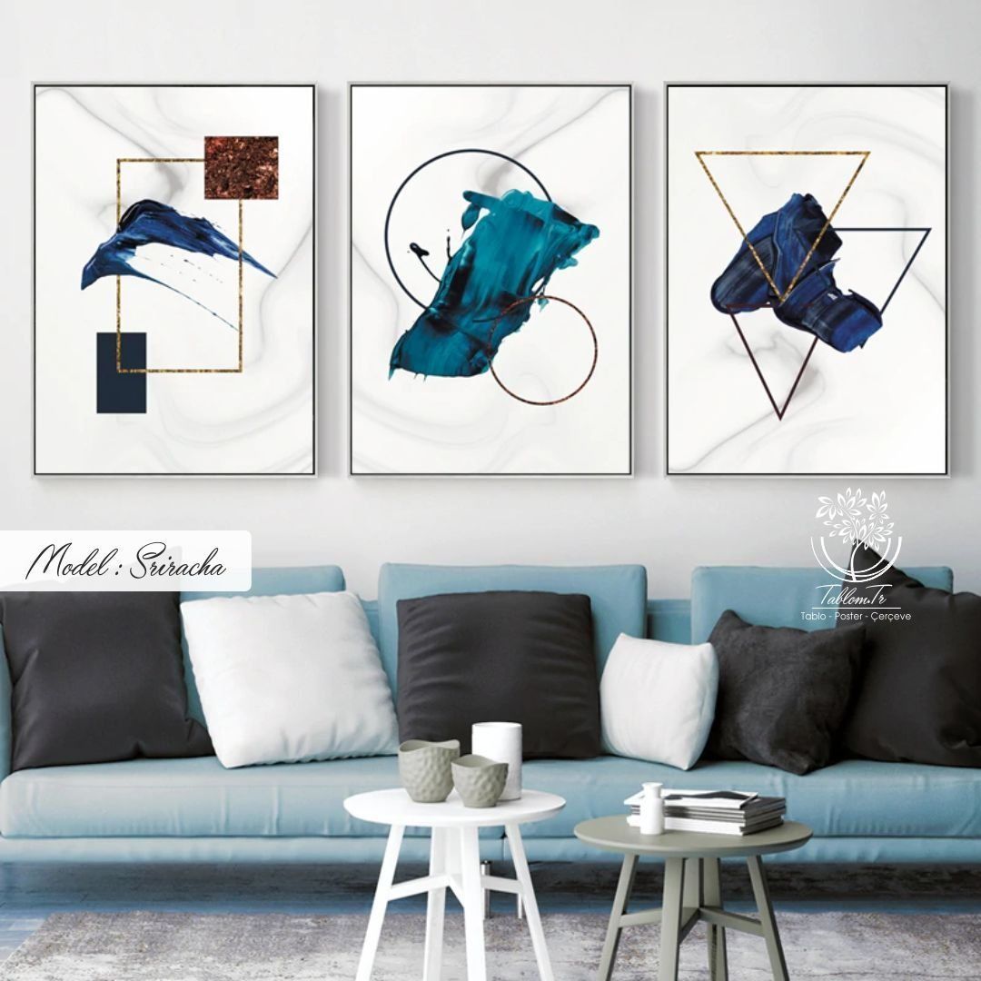 Sriracha Üçlü Tablo Gold - 70x100 CM