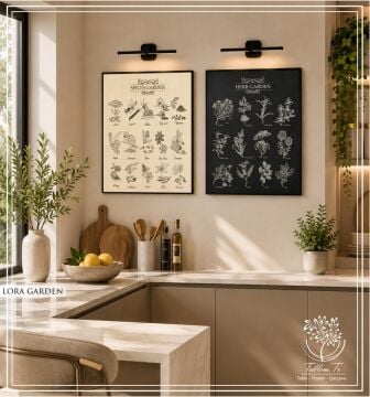 Dijital Baskılı Metal Çerçeveli Camlı İkili Dekoratif Tablo - Lora Garden