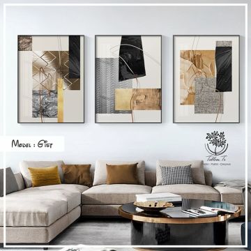 Gist Üçlü Tablo Gold - 50x70 CM