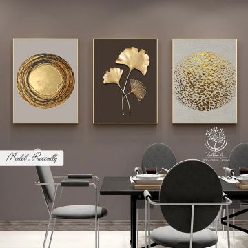 Recently Üçlü2 Tablo Gold - 50x70 CM