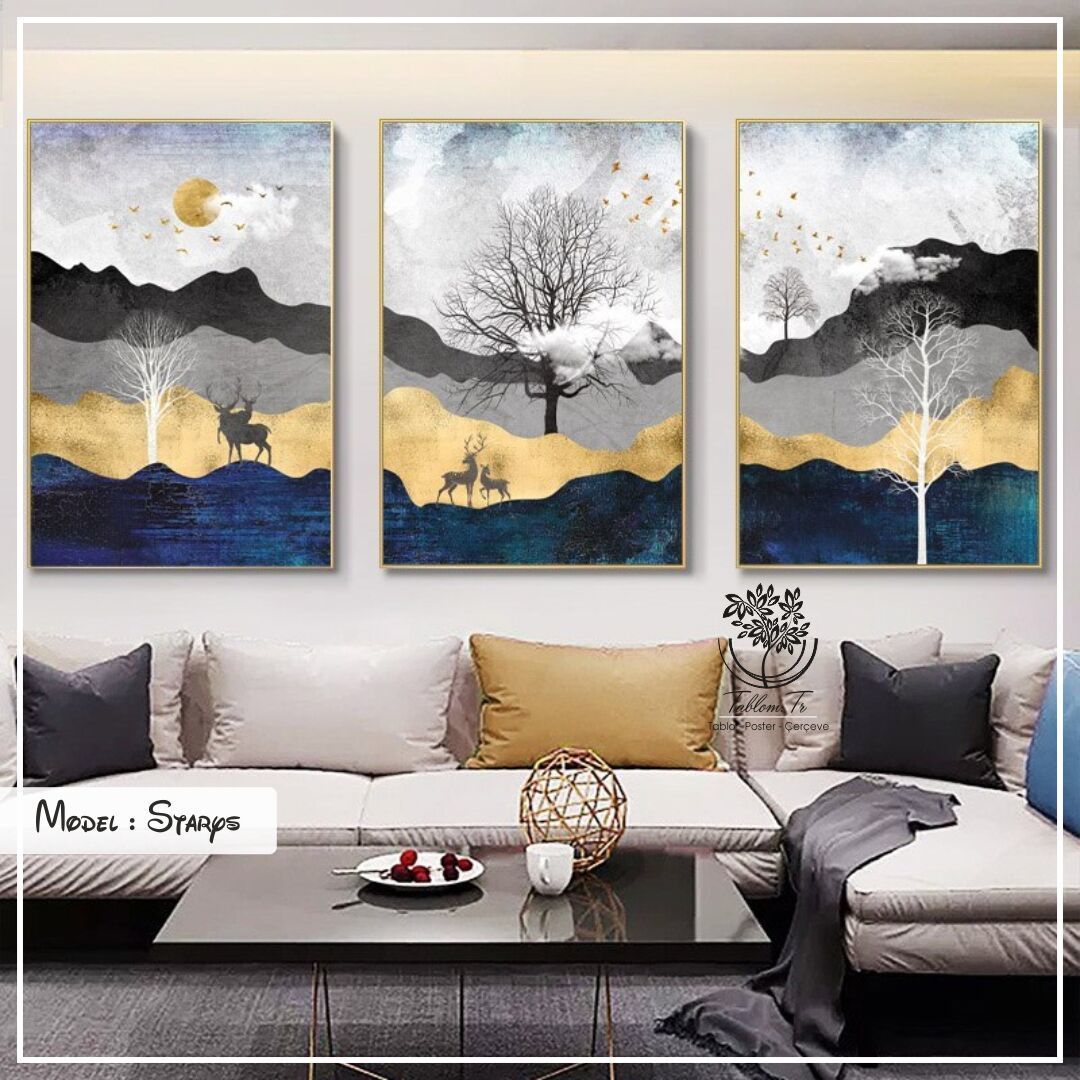 Starys Üçlü Tablo Beyaz - 30x40 CM