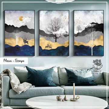 Starys Üçlü Tablo Beyaz - 30x40 CM