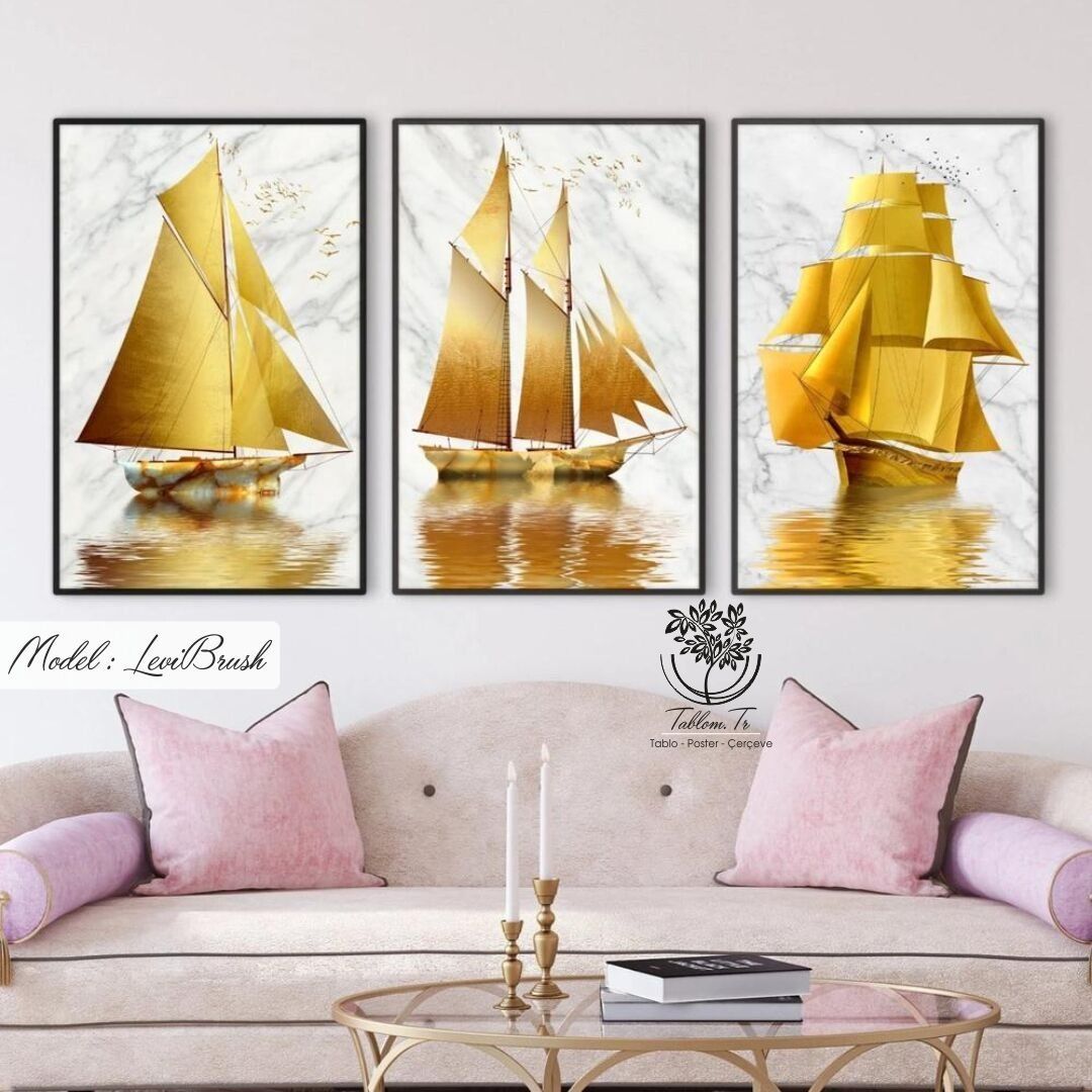 LeviBrush Üçlü Tablo Beyaz - 40x50 CM