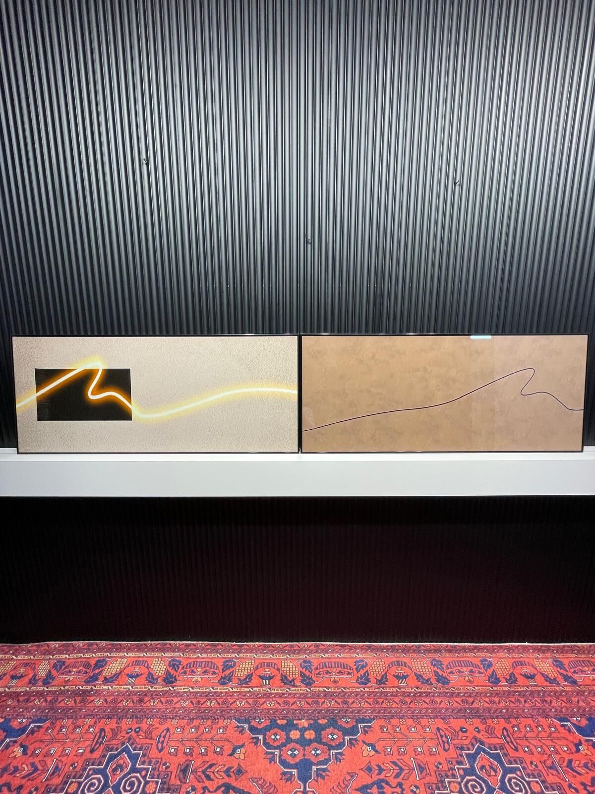 Dijital Baskılı Metal Çerçeveli Gerçek Camlı 2'li Tablo - Minimal İzler Model A