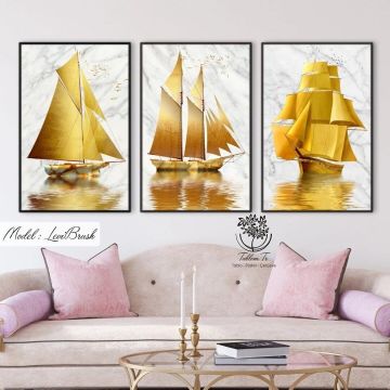 LeviBrush Üçlü Tablo Beyaz - 50x70 CM