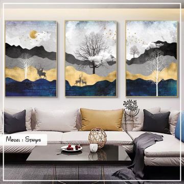 Starys Üçlü Tablo Siyah - 40x50 CM