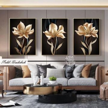 Wunderbach Üçlü Tablo Gold - 70x100 CM