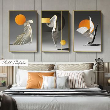 Comfortaa Üçlü Tablo Beyaz - 50x70 CM