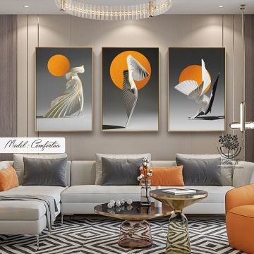 Comfortaa Üçlü Tablo Siyah - 50x70 CM