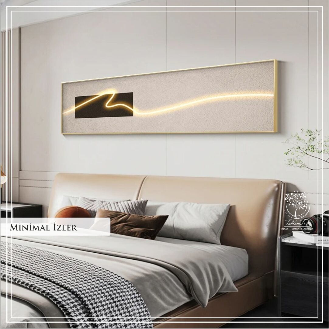 Dijital Baskılı Metal Çerçeveli Gerçek Camlı Teklli Tablo - Minimal İzler