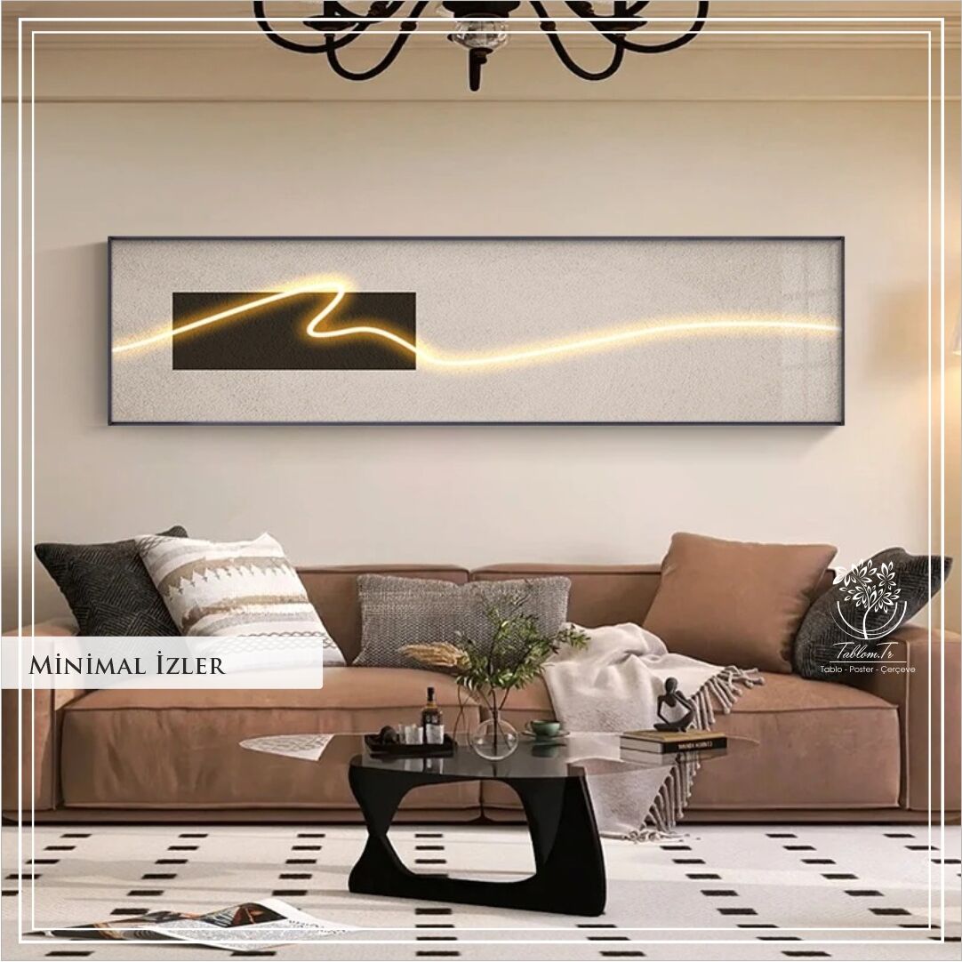 Dijital Baskılı Metal Çerçeveli Gerçek Camlı Teklli Tablo - Minimal İzler