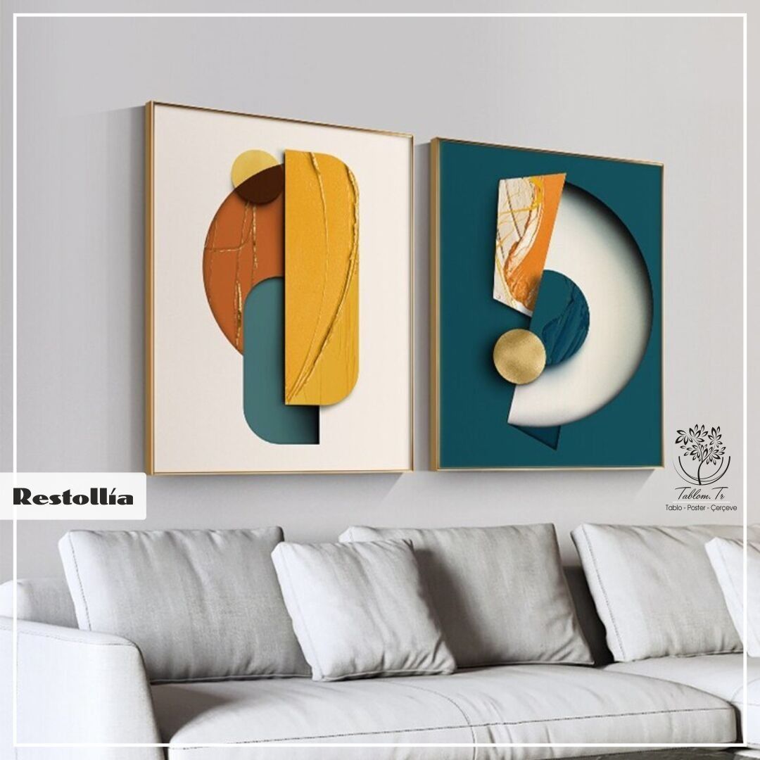 Restollia İkili2 Tablo Gold - 30x40 CM