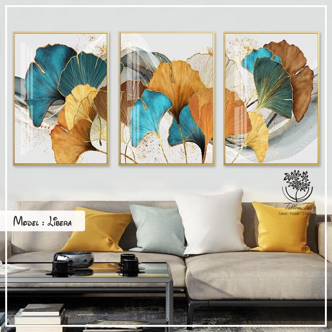 Libera Üçlü Tablo Gold - 40x50 CM