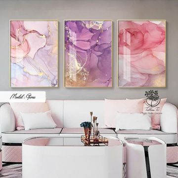 Givre Üçlü Tablo Gümüş - 70x100 CM