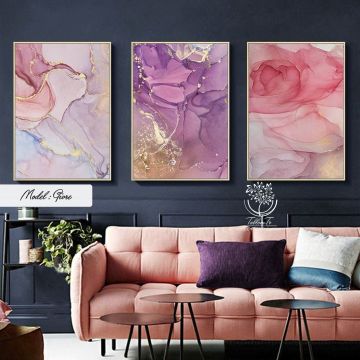 Givre Üçlü Tablo Siyah - 70x100 CM