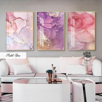 Givre Üçlü Tablo Siyah - 70x100 CM