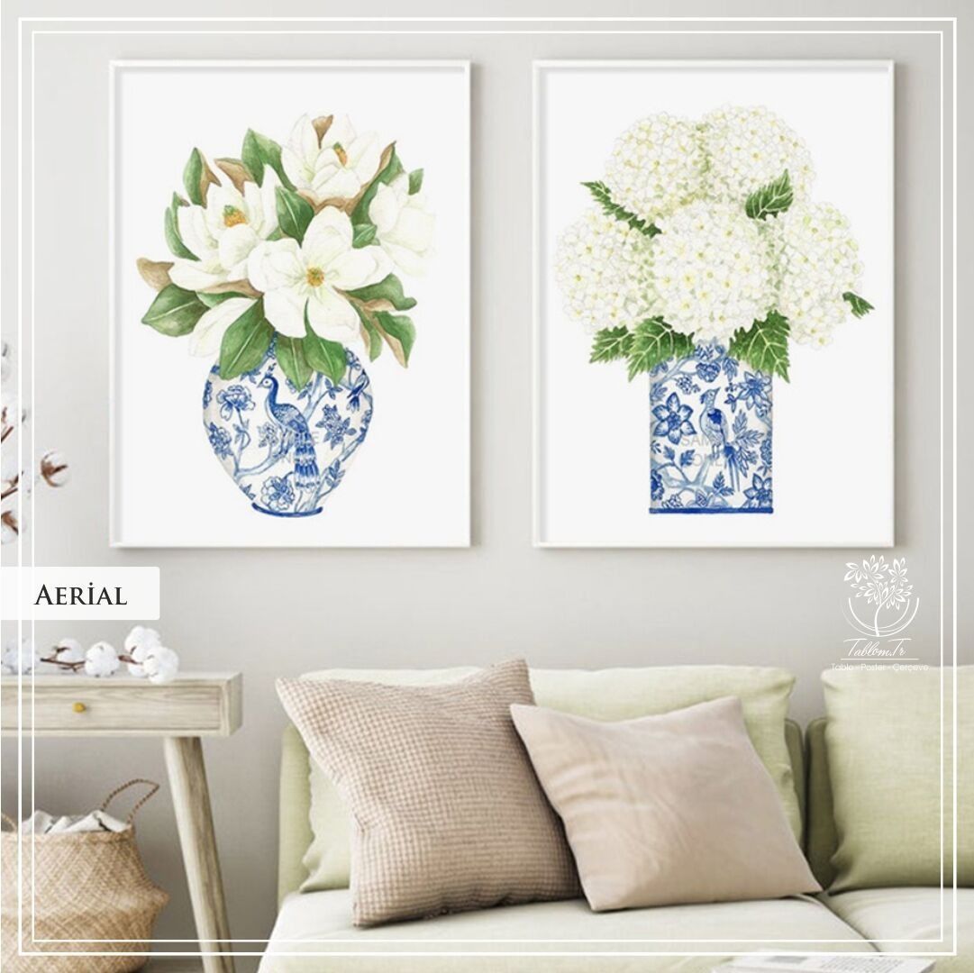 Aerial2 İkili Set Tablo Beyaz - 40x50 CM
