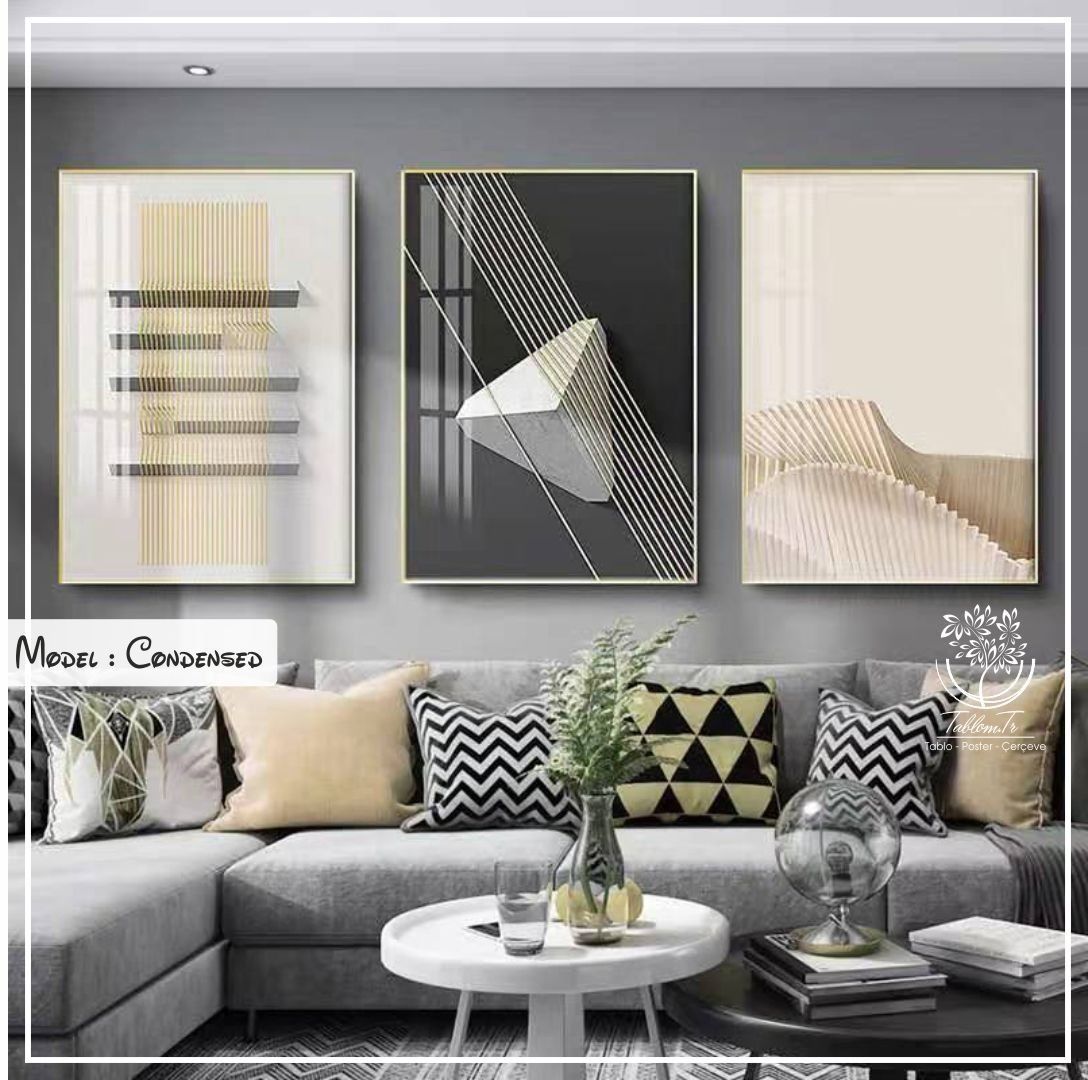 Condensed Üçlü Tablo Siyah - 50x70 CM