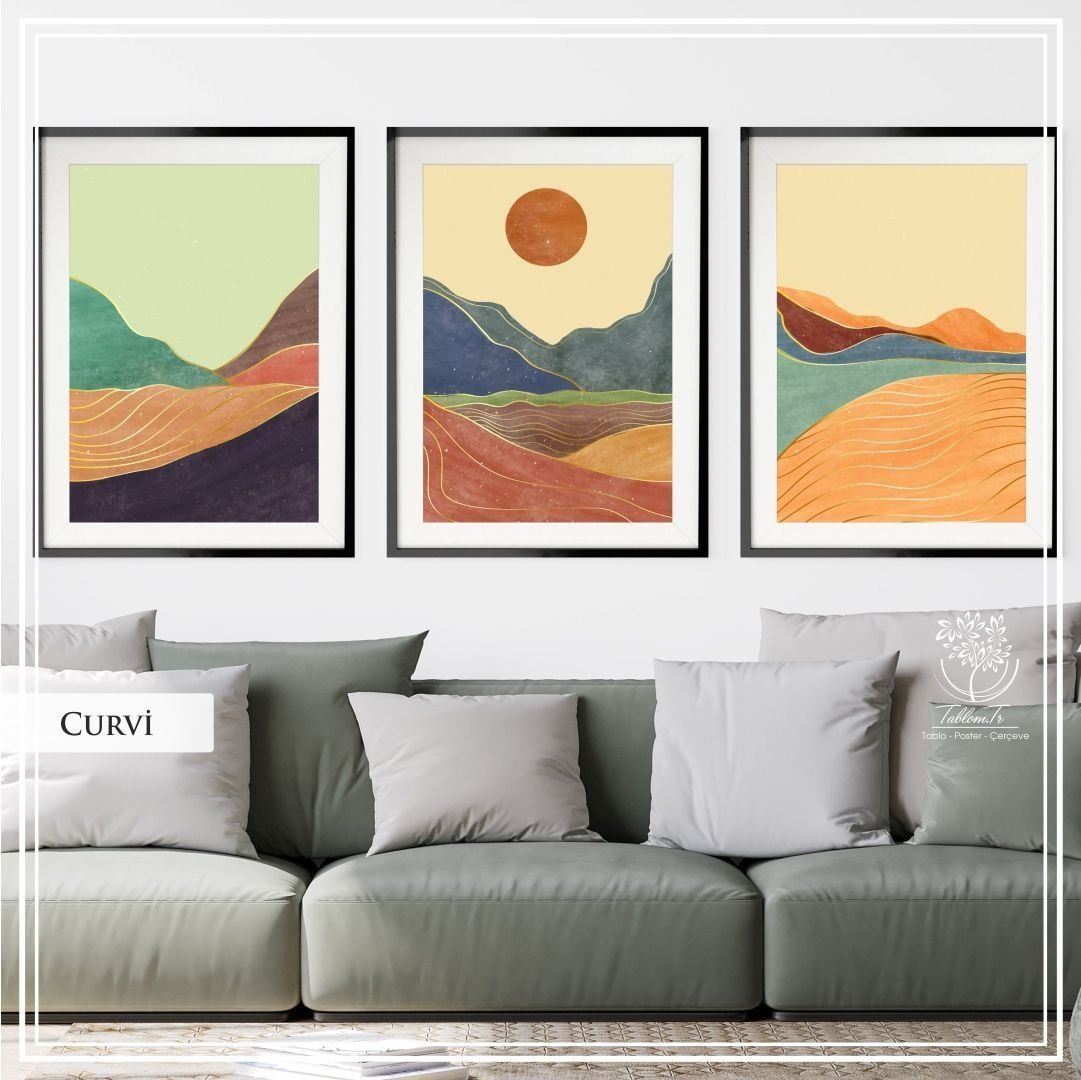 Curvi Üçlü Set Tablo Siyah - 50x70 CM